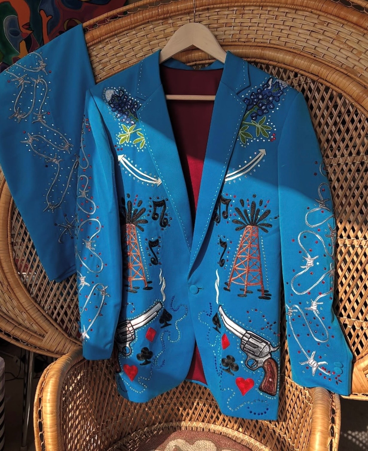 Vintage western denim embroidered floral detail
