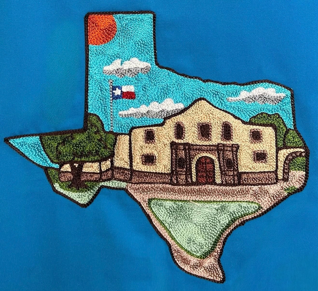 Western embroidery patch close up detail
